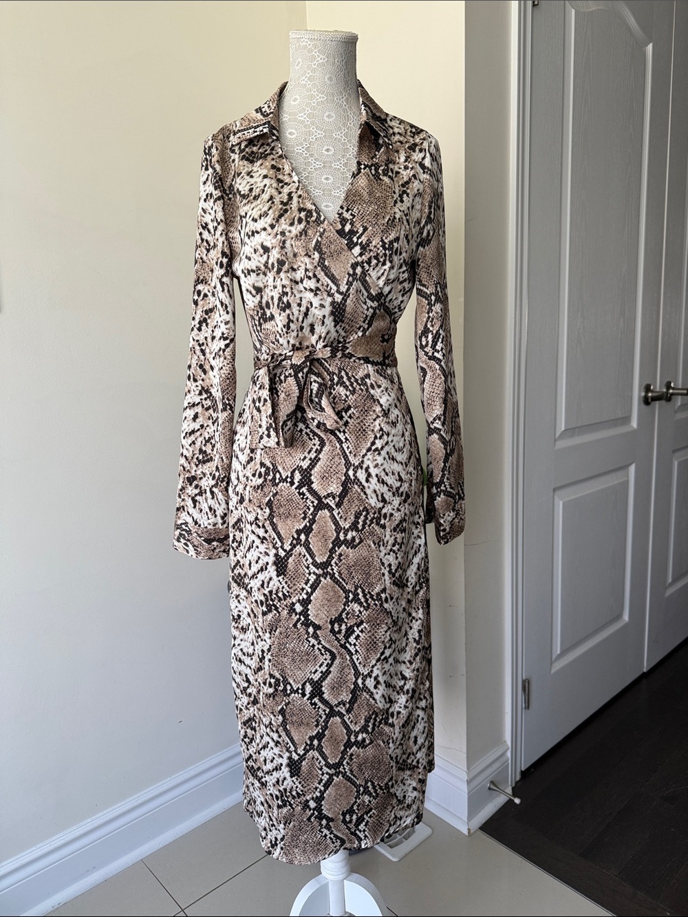 Snakeskin Print, Silky Wrap Dress